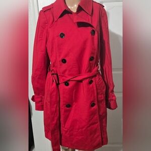 White House Black Market Bold Red Trench Coat